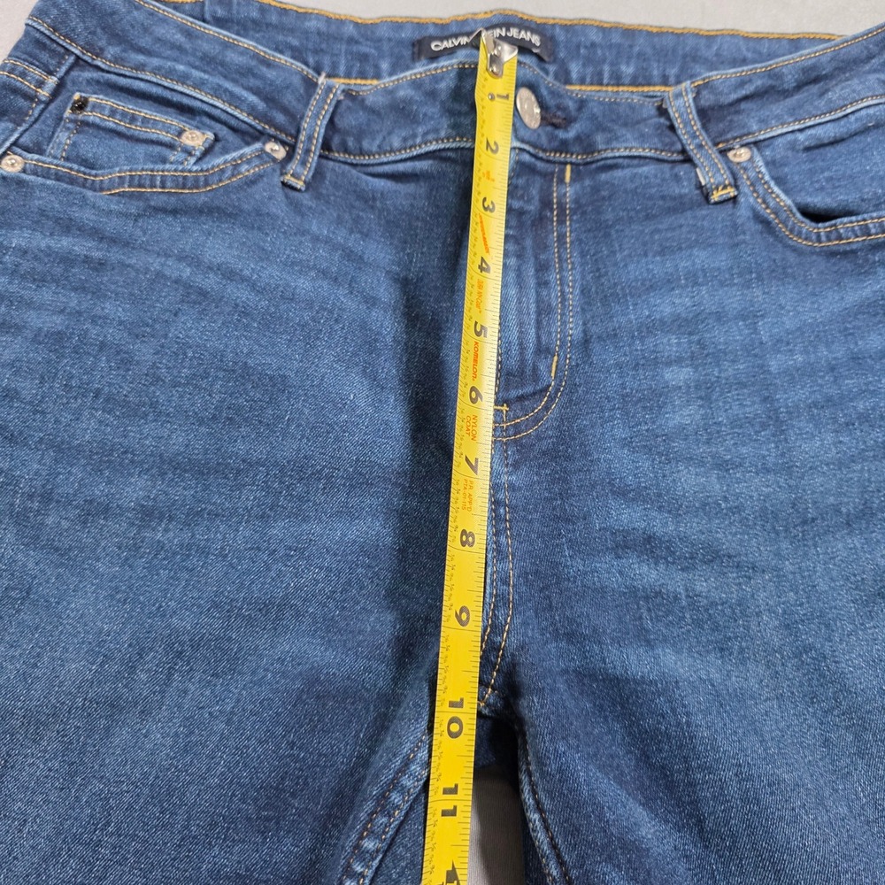 Calvin Klein Womens Size 12 Dark Wash Denim Bermuda Shorts Stretch Knee Length - Picture 5 of 11